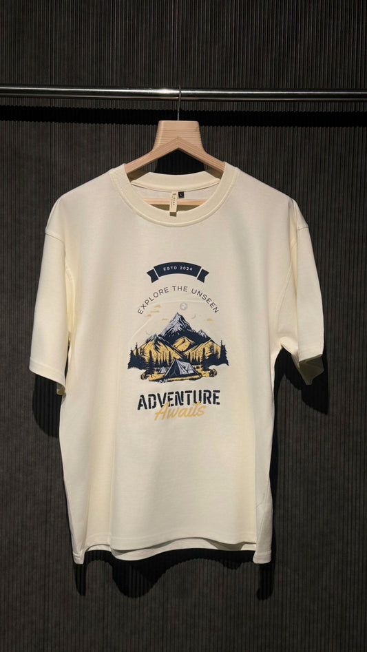 Adventure Awaits – 220 GSM Oversized Cotton T-shirt